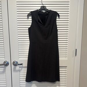 Classic Black Sleeveless V-Notch Midi Dress